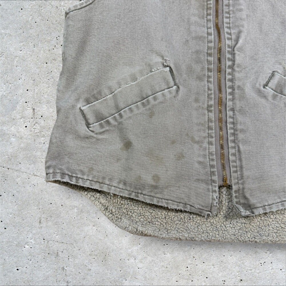 Vintage Carhartt V13 DES Sherpa Lined Canvas Vest Mens Medium Distressed Faded - Picture 5 of 10